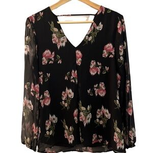 🌸Daniel Rainn Floral Semi Sheer Top S